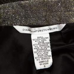 Pre Owned Diane Von Furstenberg Metallic Wool Little M Tweed Blazer XS