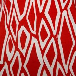 Pre Owned Diane Von Furstenberg Coral Red Ikat Print Silk Reina Long Sleeve Dress L