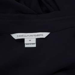 Pre Owned Diane Von Furstenberg Navy Blue Stretch Silk Lanzi Dress M