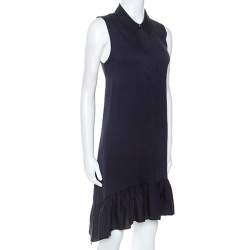 Pre Owned Diane Von Furstenberg Navy Blue Stretch Silk Lanzi Dress M