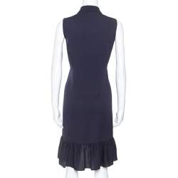 Pre Owned Diane Von Furstenberg Navy Blue Stretch Silk Lanzi Dress M