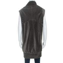 Pre Owned Diane Von Furstenberg Grey Velvet Zip Front Vest L