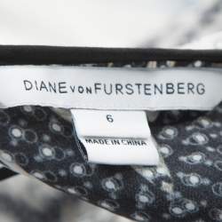 Pre Owned Diane Von Furstenberg Black Printed Silk Shany Jumpsuit M