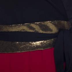 Pre Owned Diane Von Furstenberg Black and Red Silk Kiandra Wrap Dress M