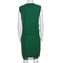 Pre Owned Diane Von Furstenberg Bicolor Patterned And Draped Leala Tweed Dress M