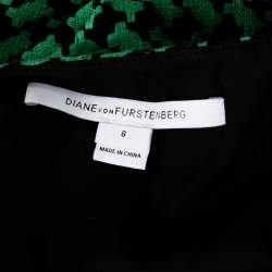 Pre Owned Diane Von Furstenberg Bicolor Patterned And Draped Leala Tweed Dress M