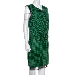 Pre Owned Diane Von Furstenberg Bicolor Patterned And Draped Leala Tweed Dress M