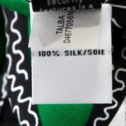 Pre Owned Diane Von Furstenberg Green Printed Silk Ruffled Talba Dress L