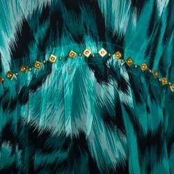 Pre Owned Diane Von Furstenberg Green Printed Silk Embellished Simea Dress M