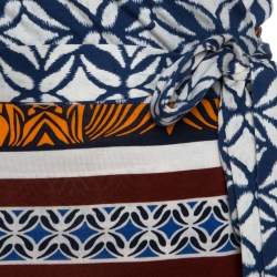 Pre Owned Diane Von Furstenberg Multicolor Printed New Julian Two Desert Band Wrap Dress M