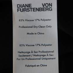 Pre Owned Diane Von Furstenberg Black Knit Striped Detail Wrap Dress S 