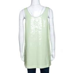 Pre Owned Diane Von Furstenberg Light Green Sequined Desta Tank Top M