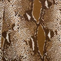 Pre Owned Diane Von Furstenberg Brown Snake Print Silk Kye Wrap Dress S
