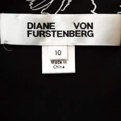 Pre Owned Diane Von Furstenberg Black Floral Printed Silk Shirt L