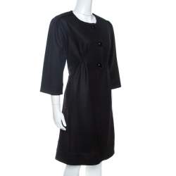 Pre Owned Diane Von Furstenberg Black Wool Dress Coat M