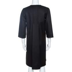 Pre Owned Diane Von Furstenberg Black Wool Dress Coat M