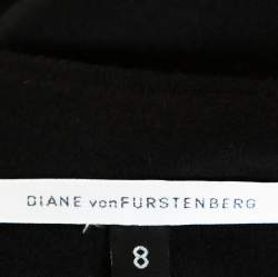 Pre Owned Diane Von Furstenberg Black Wool Dress Coat M