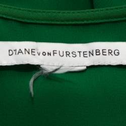 Pre Owned Diane von Furstenberg Green Stretch Silk Aveline Dress M