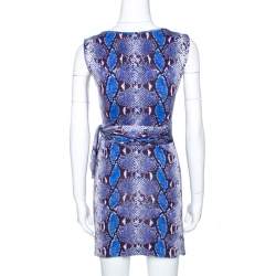 Diane Von Furstenberg Blue Python Print Silk Jersey Della Dress XS 