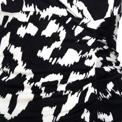 Pre Owned Diane Von Furstenberg Monochrome Printed Silk Capela Dress L
