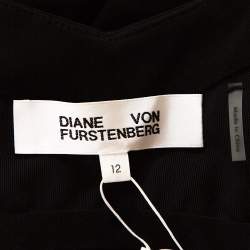 Pre Owned Diane von Furstenberg Black Fluid Crepe One Shoulder Gown L