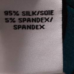 Pre Owned Diane Von Furstenburg Black and Blue Silk Printed Lindi Dress M