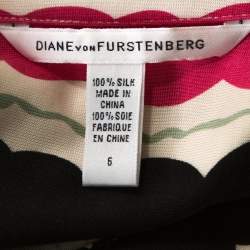 Pre Owned Diane Von Furstenberg Multicolor Printed Silk Jersey Polo Dress M