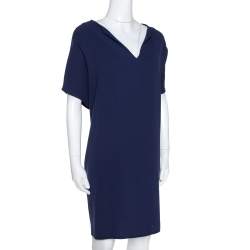 Pre Owned Diane Von Furstenberg Navy Blue Crepe Kora Shift Dress L