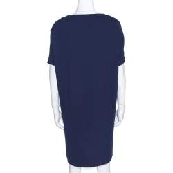 Pre Owned Diane Von Furstenberg Navy Blue Crepe Kora Shift Dress L
