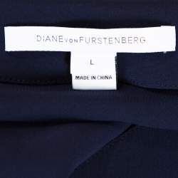 Pre Owned Diane Von Furstenberg Navy Blue Crepe Kora Shift Dress L