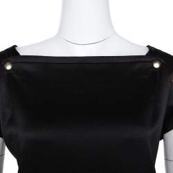 مملوكة مسبقًا Diane von Furstenberg Black Textured Silk Pisco Shift Dress M