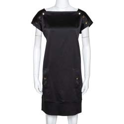 مملوكة مسبقًا Diane von Furstenberg Black Textured Silk Pisco Shift Dress M