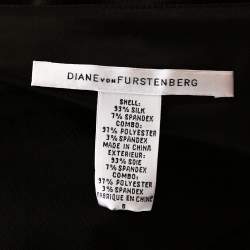 مملوكة مسبقًا Diane von Furstenberg Black Textured Silk Pisco Shift Dress M