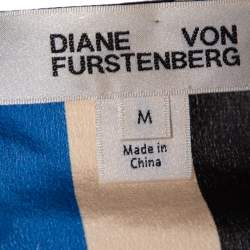 Pre Owned Diane Von Furstenberg Multicolor Striped Silk Top M