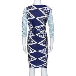 Pre Owned Diane Von Furstenberg Ornamentalist Diamonds Print Evrin Wrap Dress M