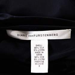 Pre Owned Diane Von Furstenberg Midnight Blue Stretch Silk Halter Neck William Dress M