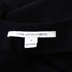 Pre Owned Diane Von Furstenberg Navy Blue Zipper Detail Saturn Dress L