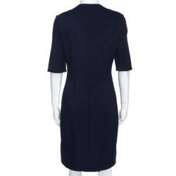 Pre Owned Diane Von Furstenberg Navy Blue Zipper Detail Saturn Dress L