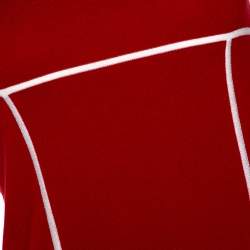 Pre Owned Diane Von Furstenberg Red & White Knit Glorioso Shift Dress XS