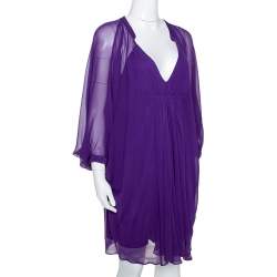 Pre Owned Diane Von Furstenberg Purple Georgette Kaftan Mini Dress S 