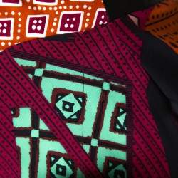 مملوكة مسبقًا Diane Von Furstenberg Multicolor Printed Silk Leather Trim Serena Dress S