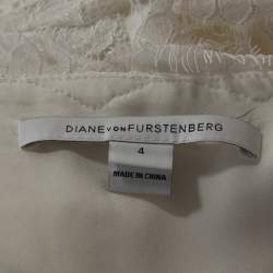 Pre Owned Diane von Furstenberg White Purdette Lace Wrap Romper S