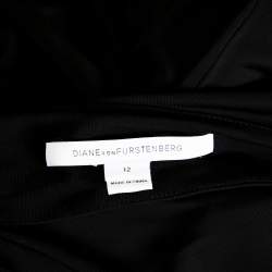 Pre Owned Diane von Furstenberg Black Jersey New Julian Two Wrap Dress L