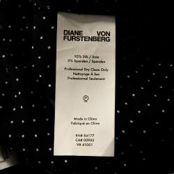 Pre Owned Diane Von Furstenberg Black Printed Stretch Silk Buttoned Wrap Dress XS 