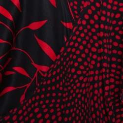 Pre Owned Diane Von Furstenberg Red Printed Silk Cross Over Ruffle Detail Midi Dress S 