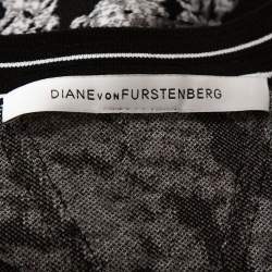 Pre Owned Diane von Furstenberg Black Panther Lace Jacquard Ilsa Dress M