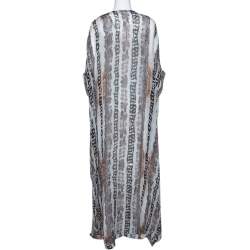 Pre Owned Diane von Furstenberg Black Printed Silk Clare Beaded Tech Maxi Kaftan L