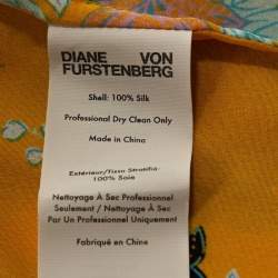 Pre Owned Diane von Furstenberg Yellow Floral Print Silk Eloise Wrap Dress M