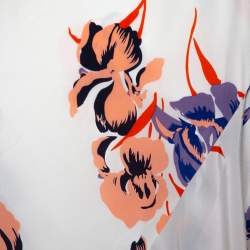 Pre Owned Diane von Furstenberg Ivory Printed Silk Ruffled Faux Wrap Skirt L