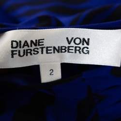 Pre Owned Diane von Furstenberg Royal Blue Printed Silk Sleeveless Jumpsuit S